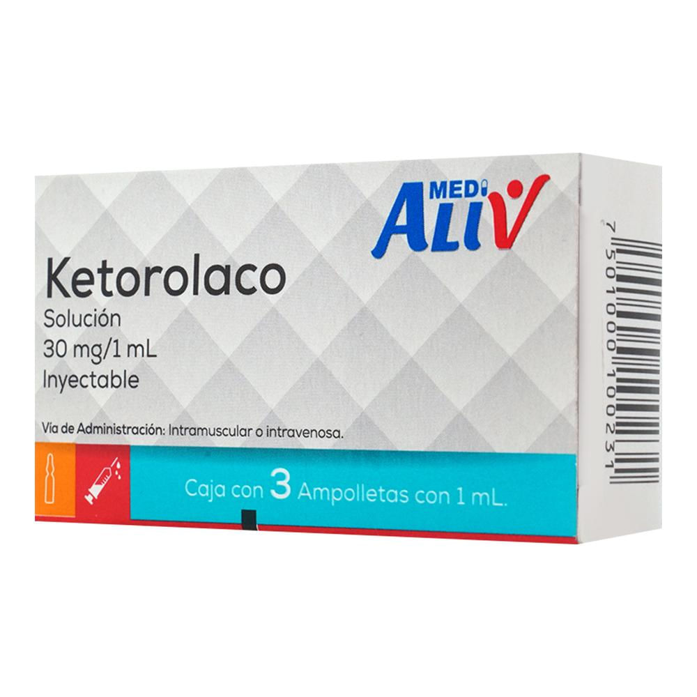 Medialiv Ketorolaco IM 30 Mg/1 Ml Caja C/3 Ampolletas