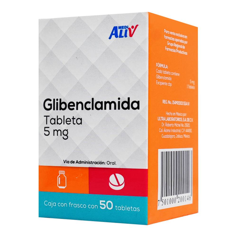 Medialiv Glibenclamida 5 Mg C/ 50 Tabletas
