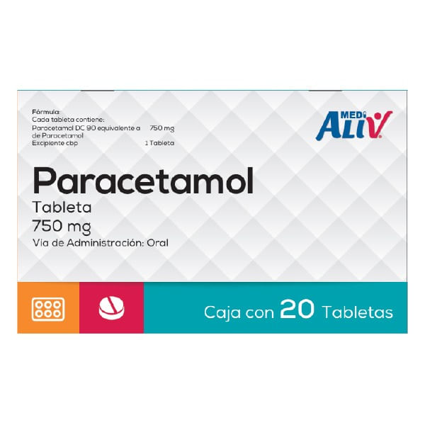 Medialiv Paracetamol 750 Mg Caja C/20 Tabletas
