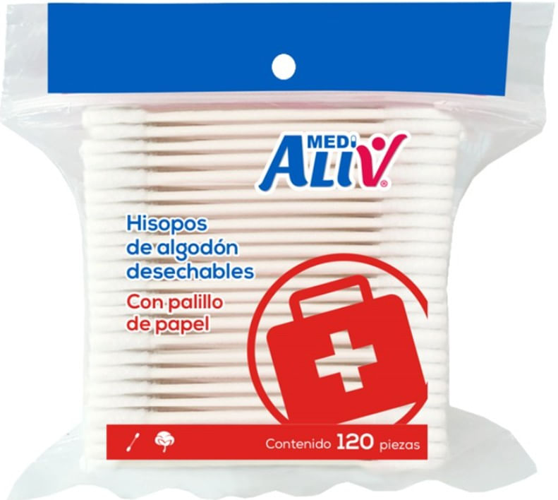Medialiv Hisopos de Algodon Palillo Papel Bolsa C/120 Pz