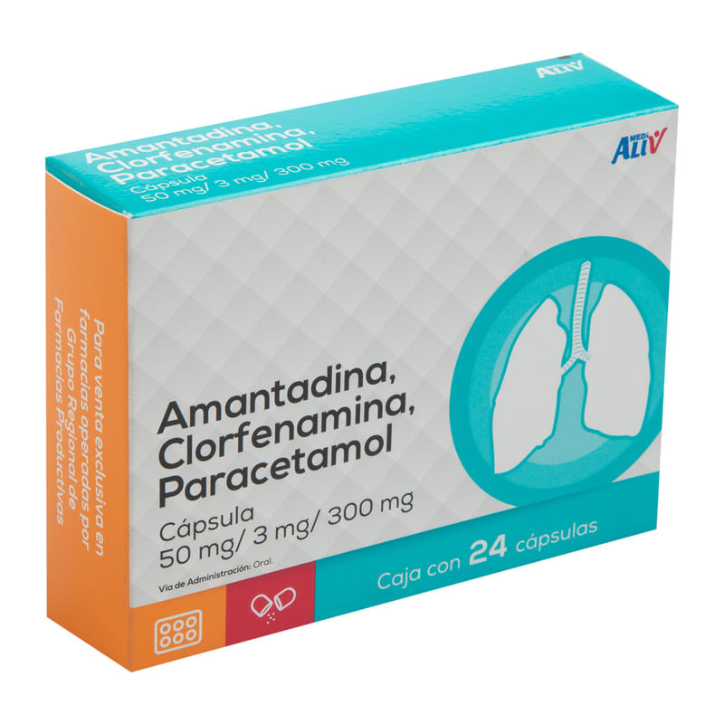 Medialiv Amantadina/Clorfenamina/Paracetamol 50/3/300 Mg Caja C/24 Capsulas