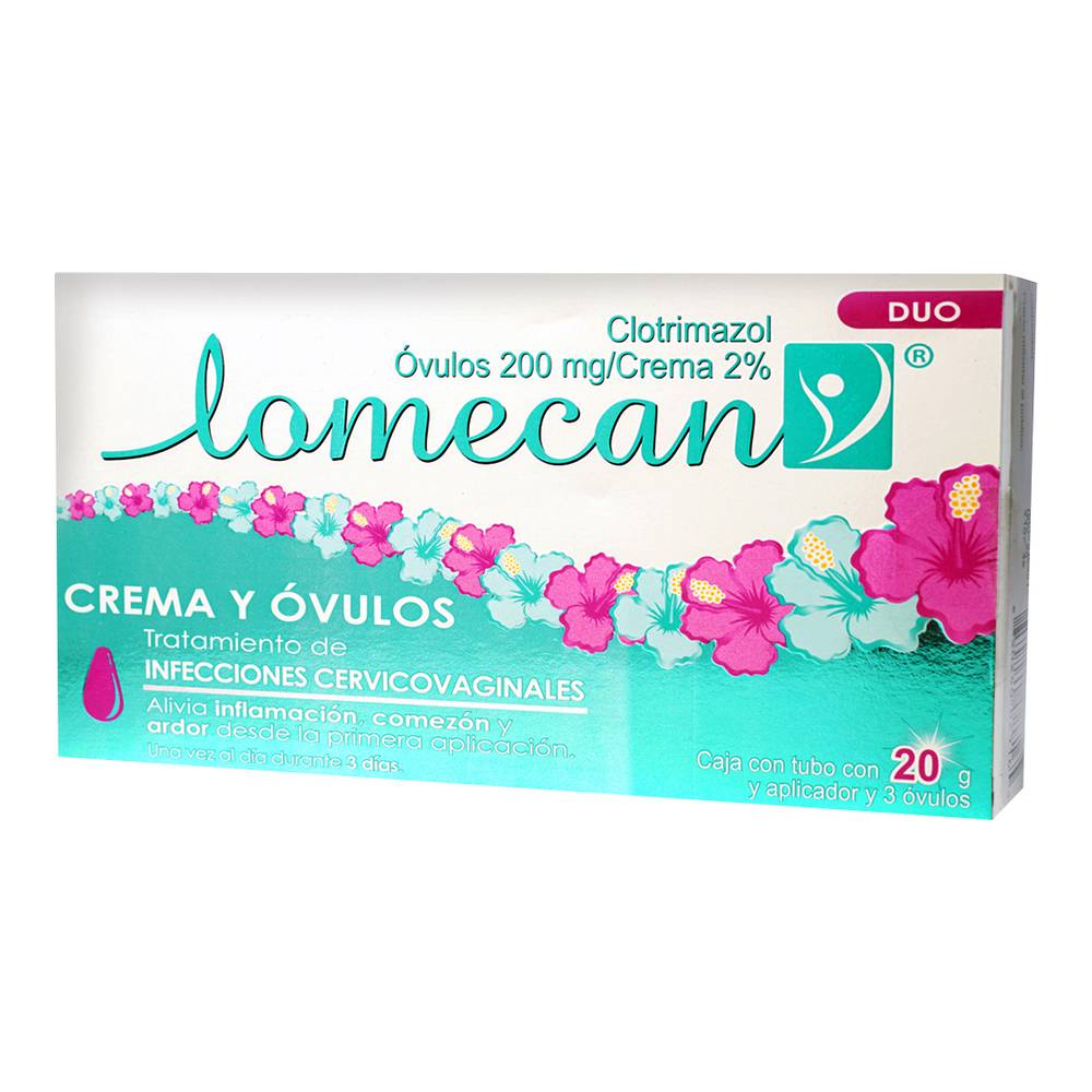 Lomecan-V Duo 200 Mg/2 % Caja Tubo C/20 G y 3 Ovulos