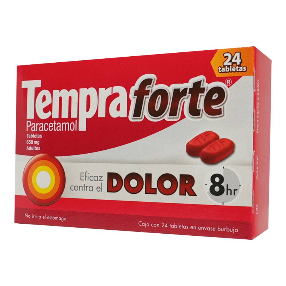 Tempra Forte Paracetamol 650mg C/24 Tabletas