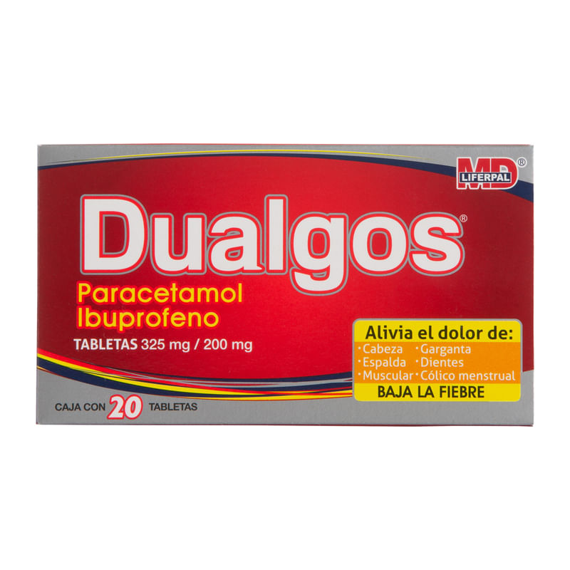 Dualgos Ibuprofeno/ Paracetamol 325/200 Mg Caja C/20 Tabletas
