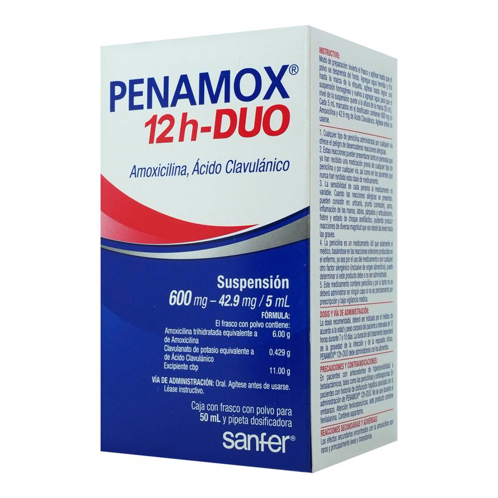 Penamox 12H Duo 600/42.9 Mg Suspension Frasco C/50 Ml