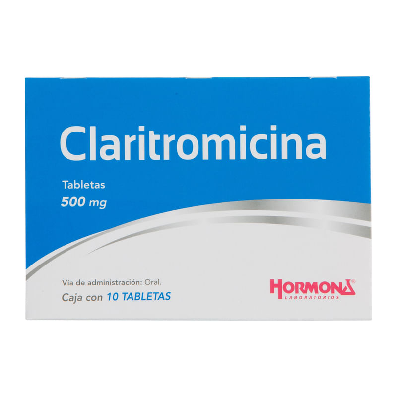 Claritromicina 500 Mg Caja C/10 Tabletas