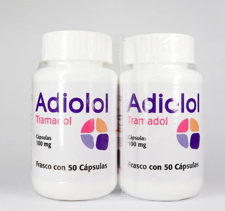 Adiolol Tramadol 100mg 2 Frascos C/50 Cápsulas