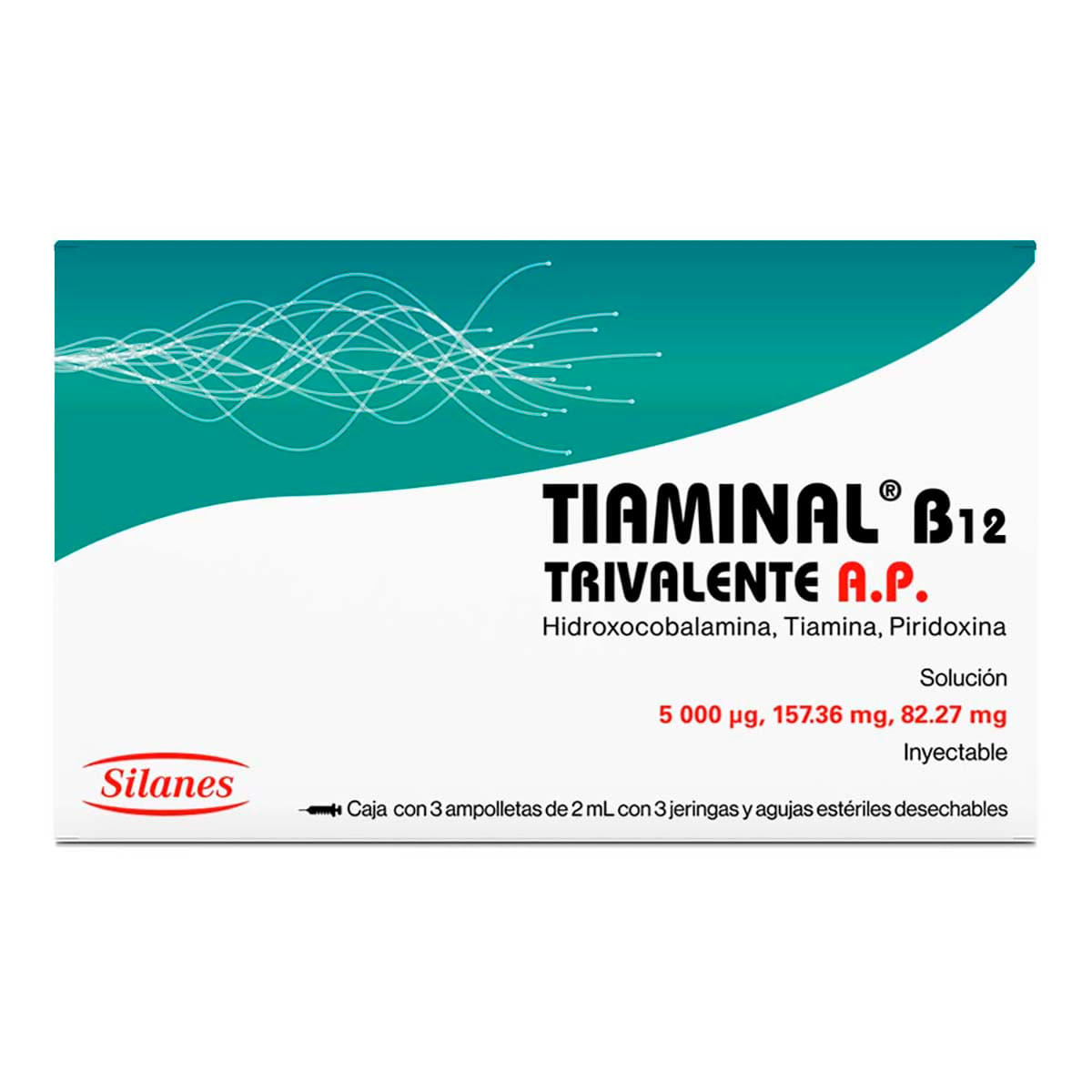 Tiaminal B12 Trivalente AP Solucion Inyectable 5000 Mcg/157.36 Mg/82.27 Mg Caja C/3 Ampolletas