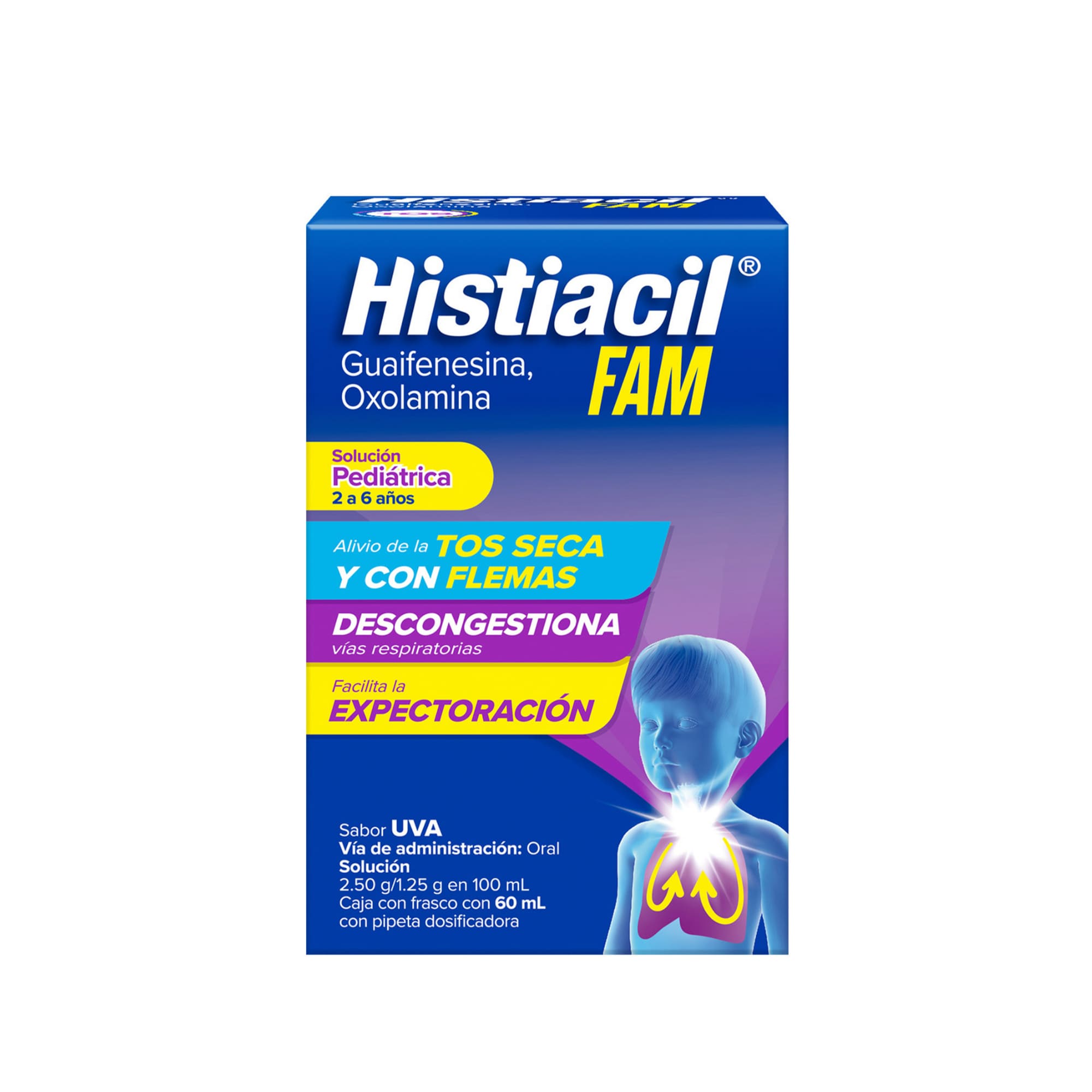 Histiacil Fam Pediatrico Uva Solucion 2.5/1.25 G Frasco C/60 Ml
