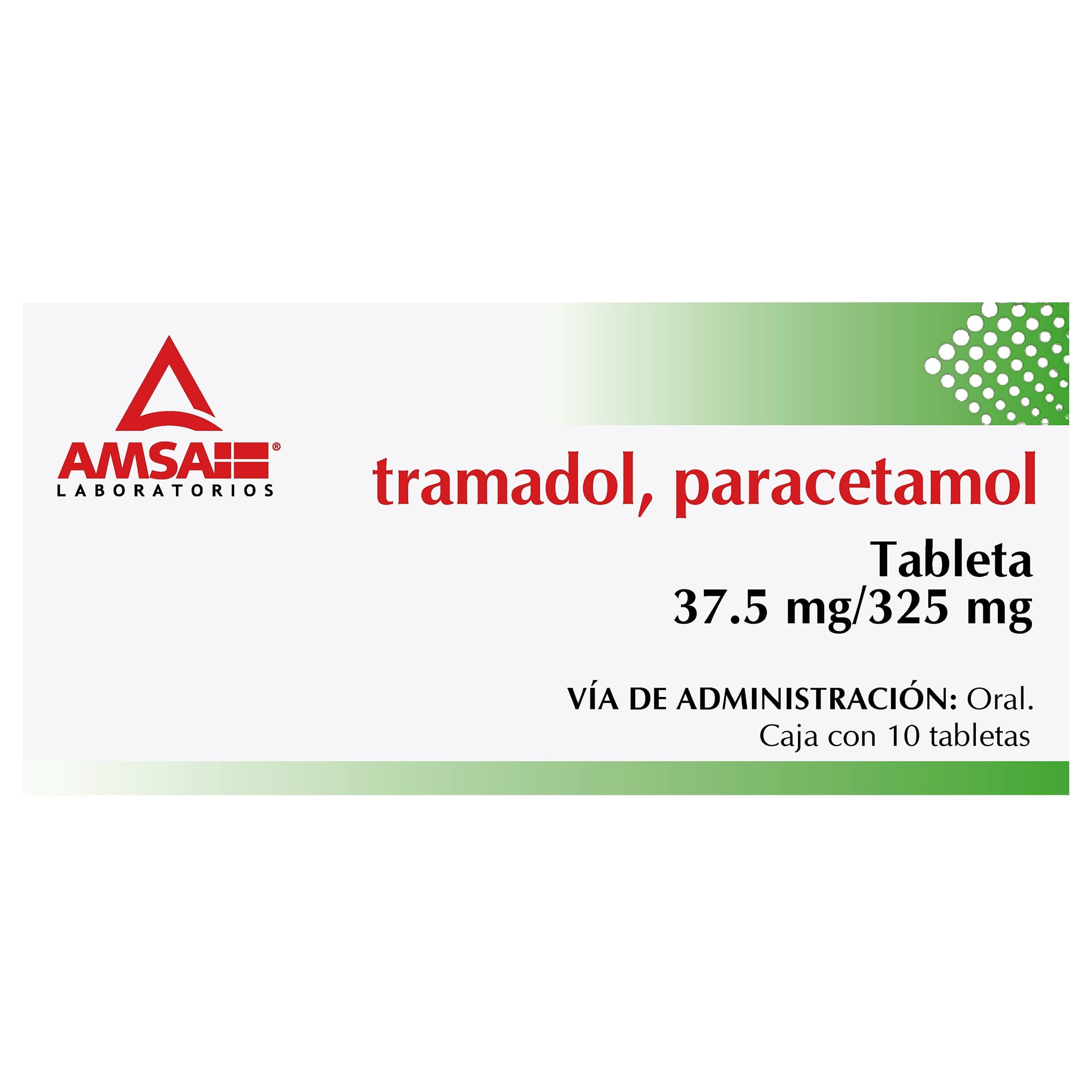 Paracetamol/ Tramadol 37.5/325 Mg Caja C/10 Tabletas